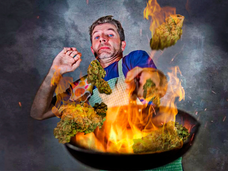 Прожарка бошек конопли на сковороде с маслом Подгорели шишки конопли